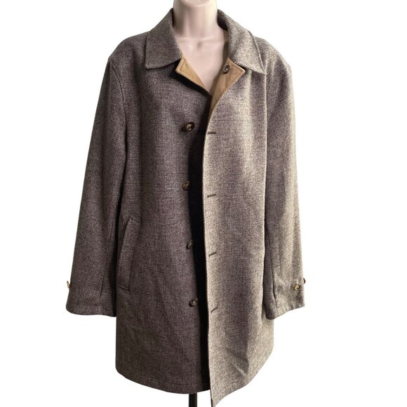 Vintage Brooks Brothers Reversible Mens Coat 40R Wool & Polyester Gray/Beige u - Picture 6 of 16